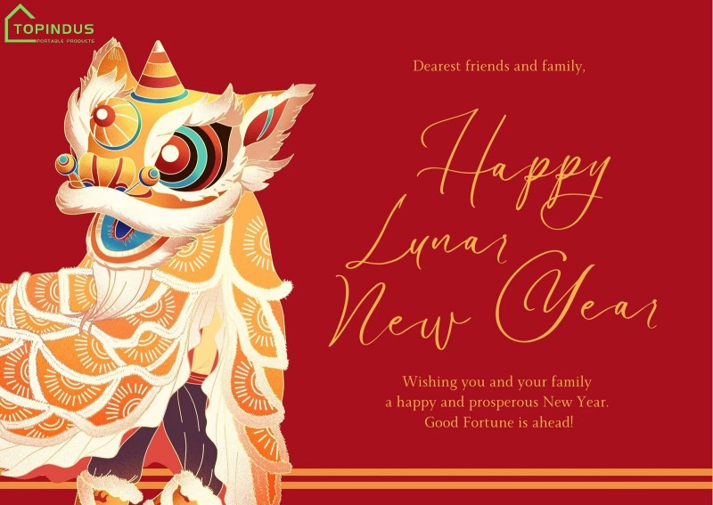 Aviso e desejo de feriado do Ano Novo Lunar Chinês do Dragão